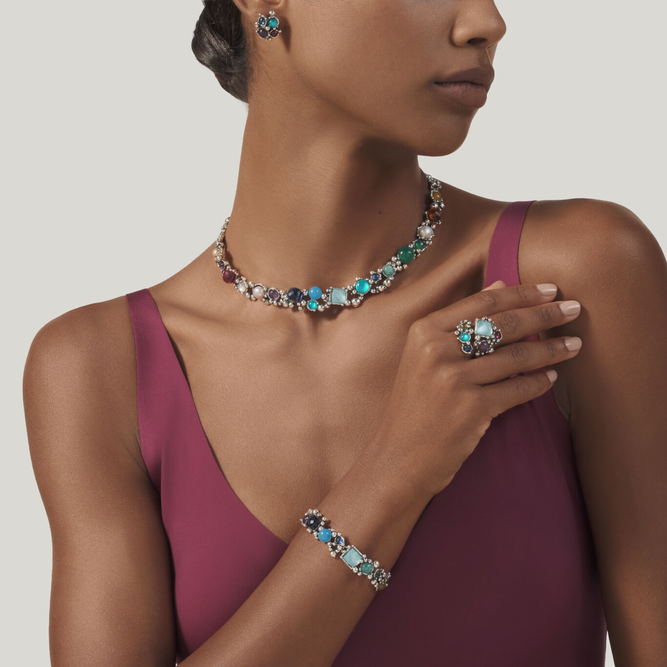 Collana Cocktail, Collana in Argento 925, pietre naturali, gemme e perle_image number 2_Giovanni Raspini