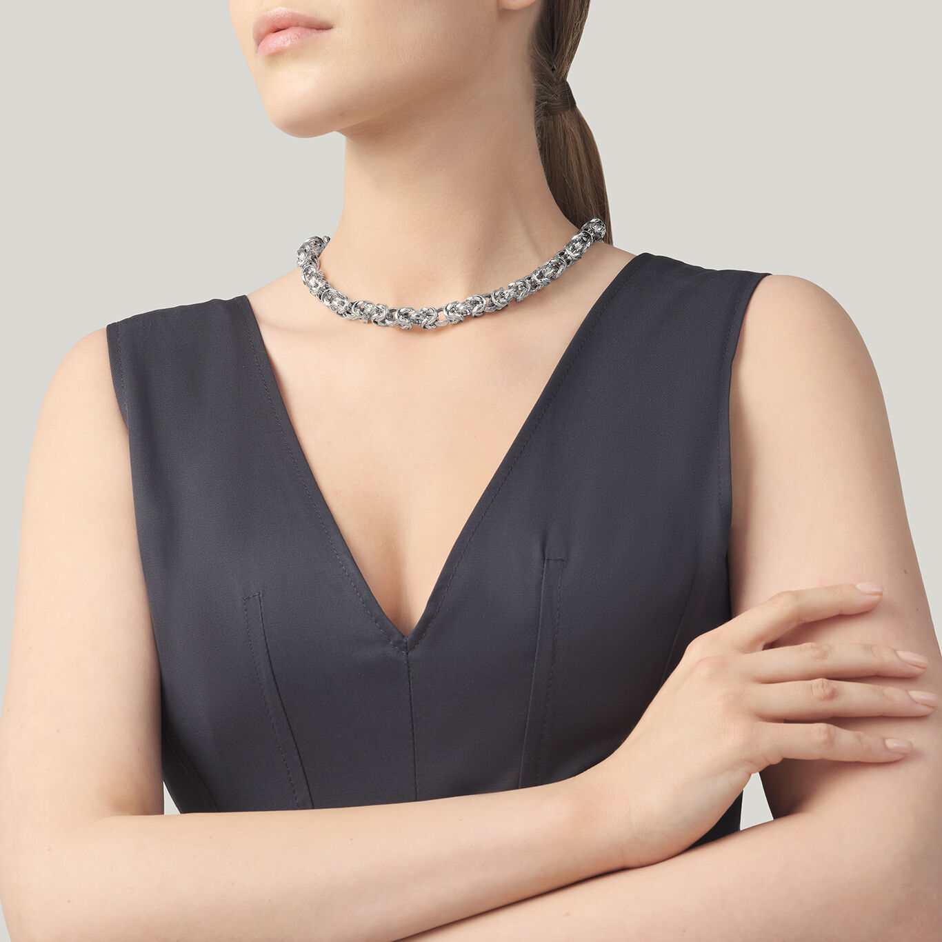 Collier Lumière Maille Byzantine, Collier en argent massif_image number 1_Giovanni Raspini