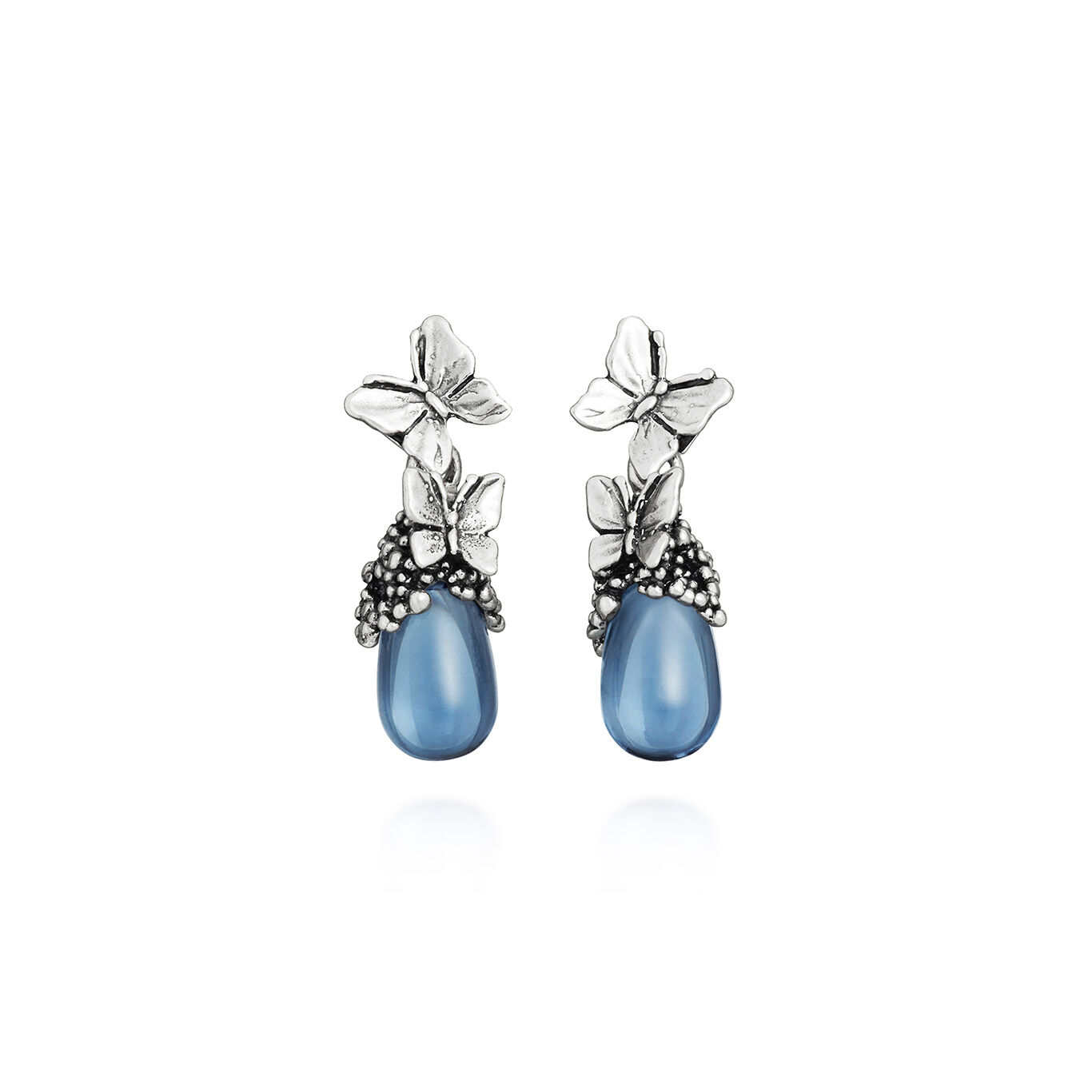 Ohrringe Tropfen Schmetterlinge, Ohrringe aus Silber 925 und blauen Kristallen_image number 0_Giovanni Raspini