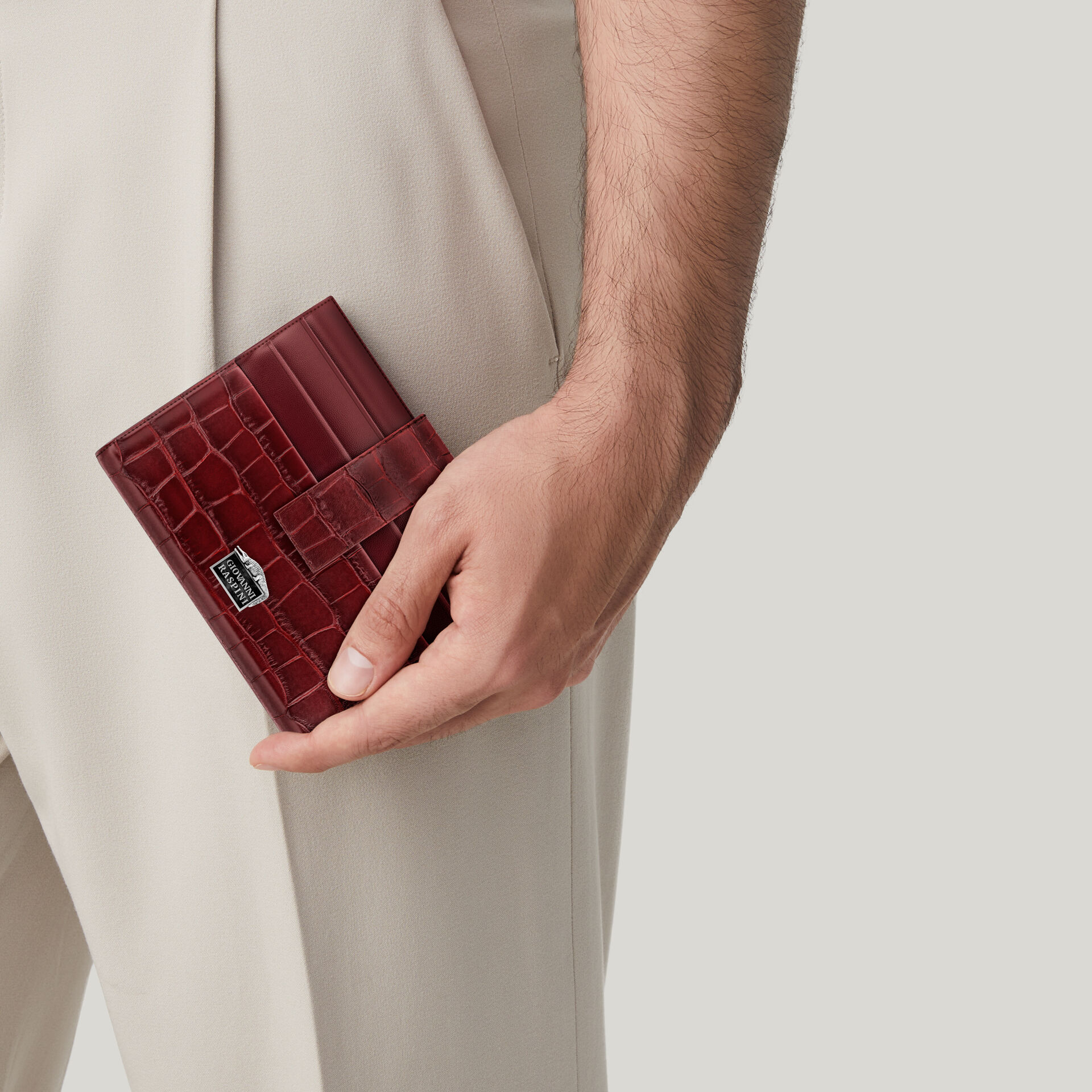 Black Croco Leather Card Holder Wallet image number 4