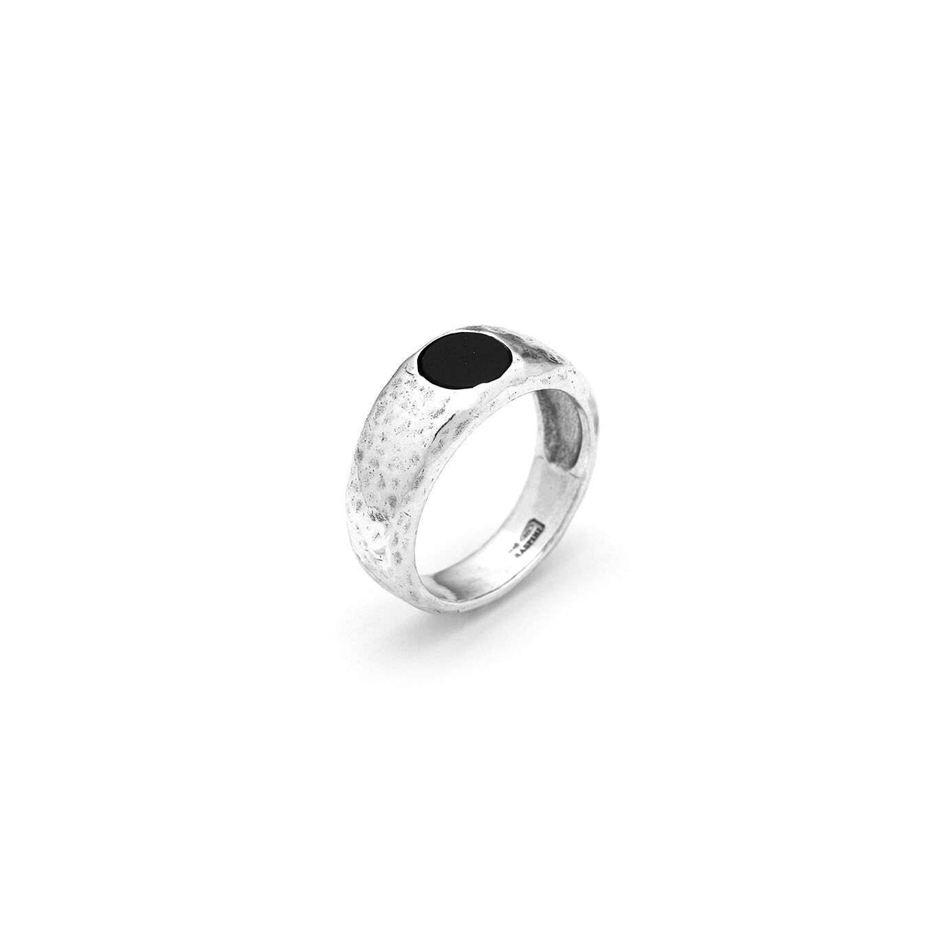 Onyx Hammered Ring