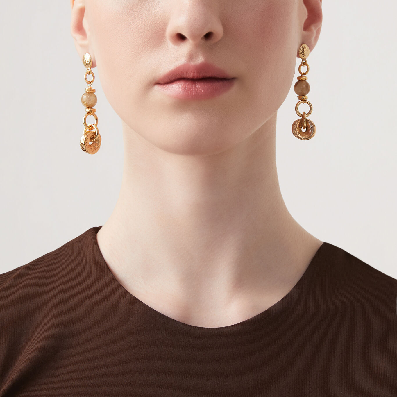 Rutilated Quartz Earrings, Gold-plated sterling silver and rutilated quartz earrings_image number 1_Giovanni Raspini