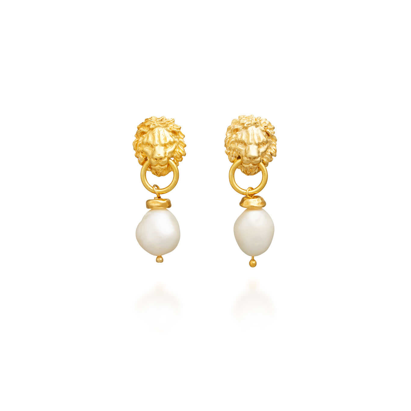 Boucles D&rsquo;Oreilles Lion Et Perle