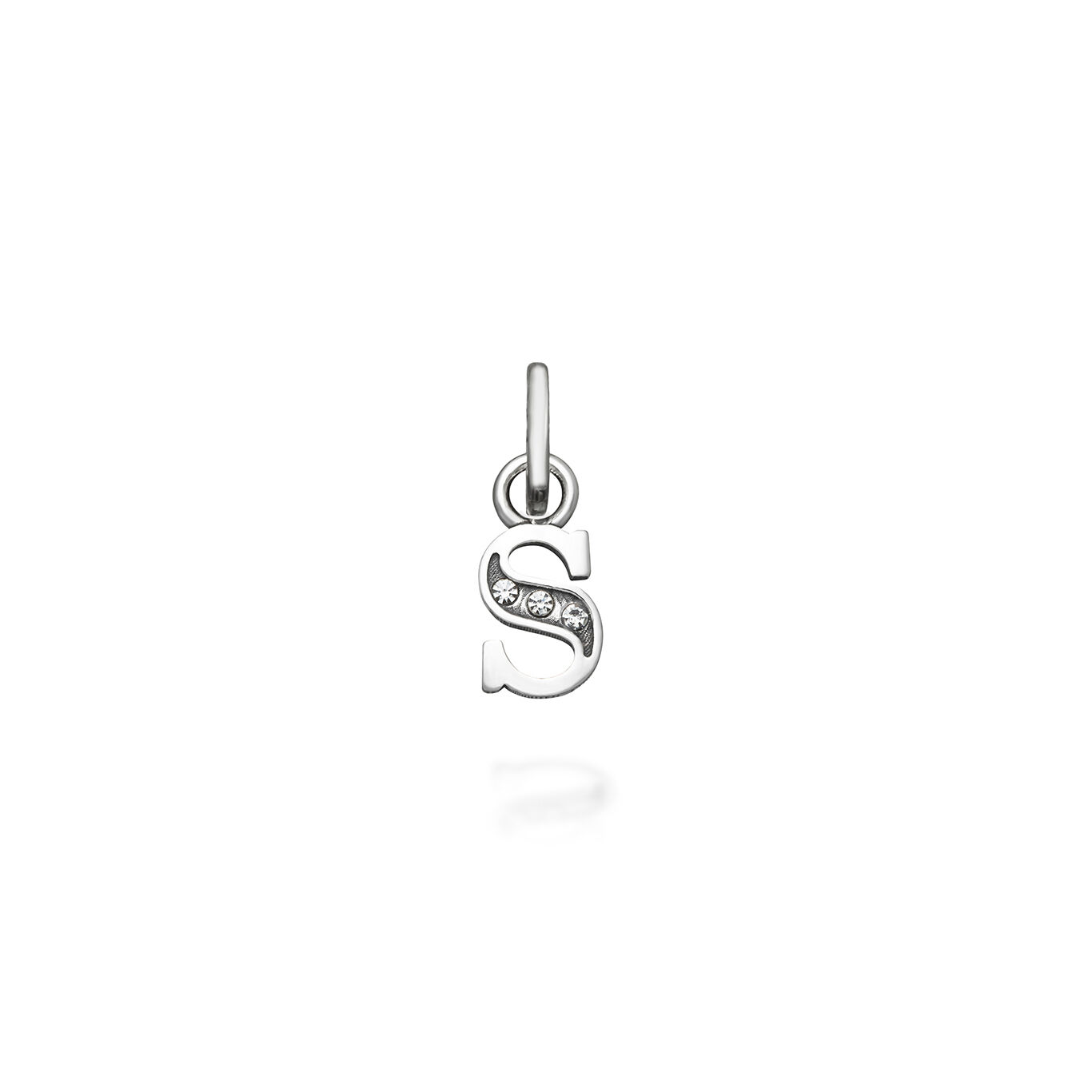 S Crystal Mini Charm, Sterling silver charm with zircons_image number 0_Giovanni Raspini