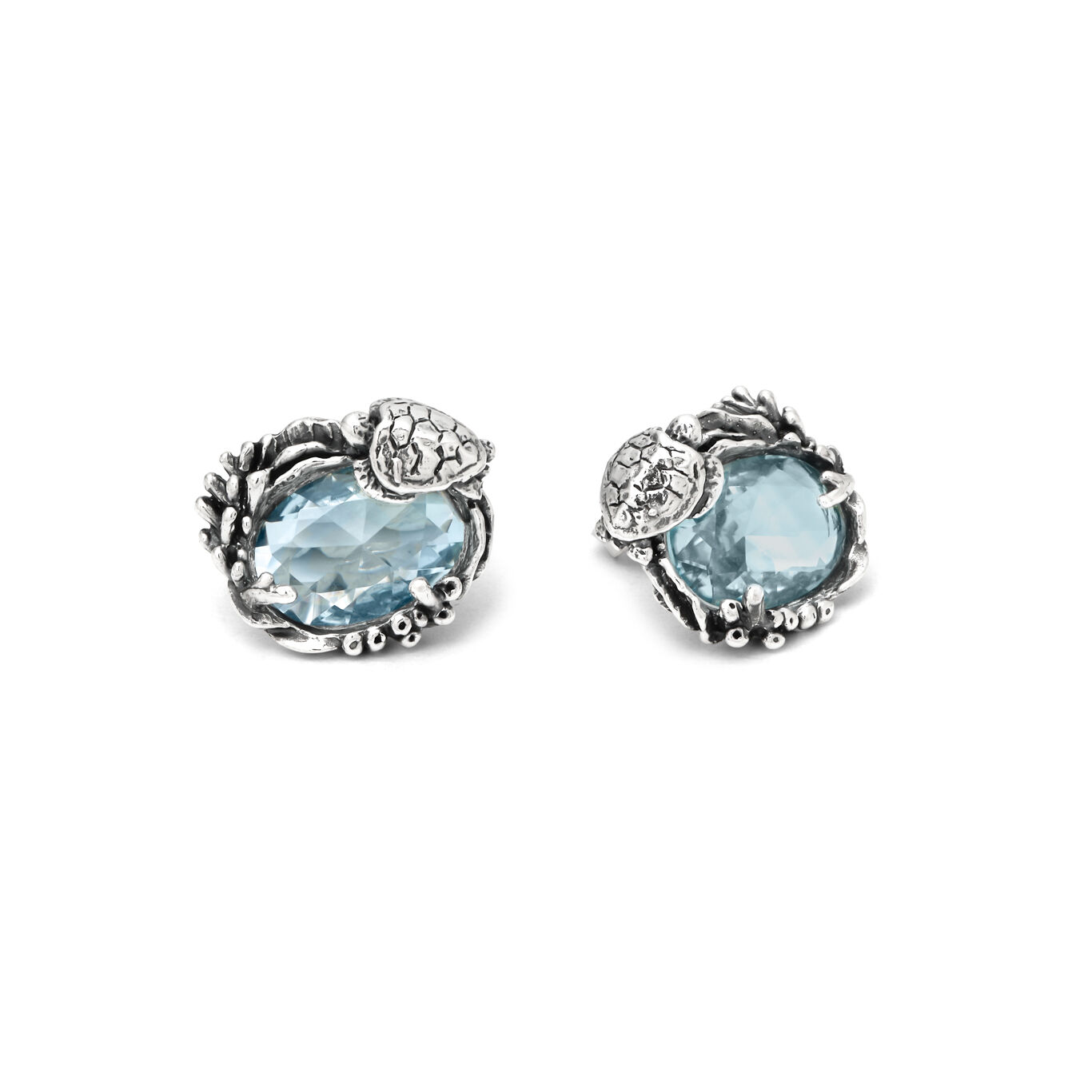 Eden Turtle Earrings, Earrings in Sterling Silver and light blue quartz_image number 2_Giovanni Raspini