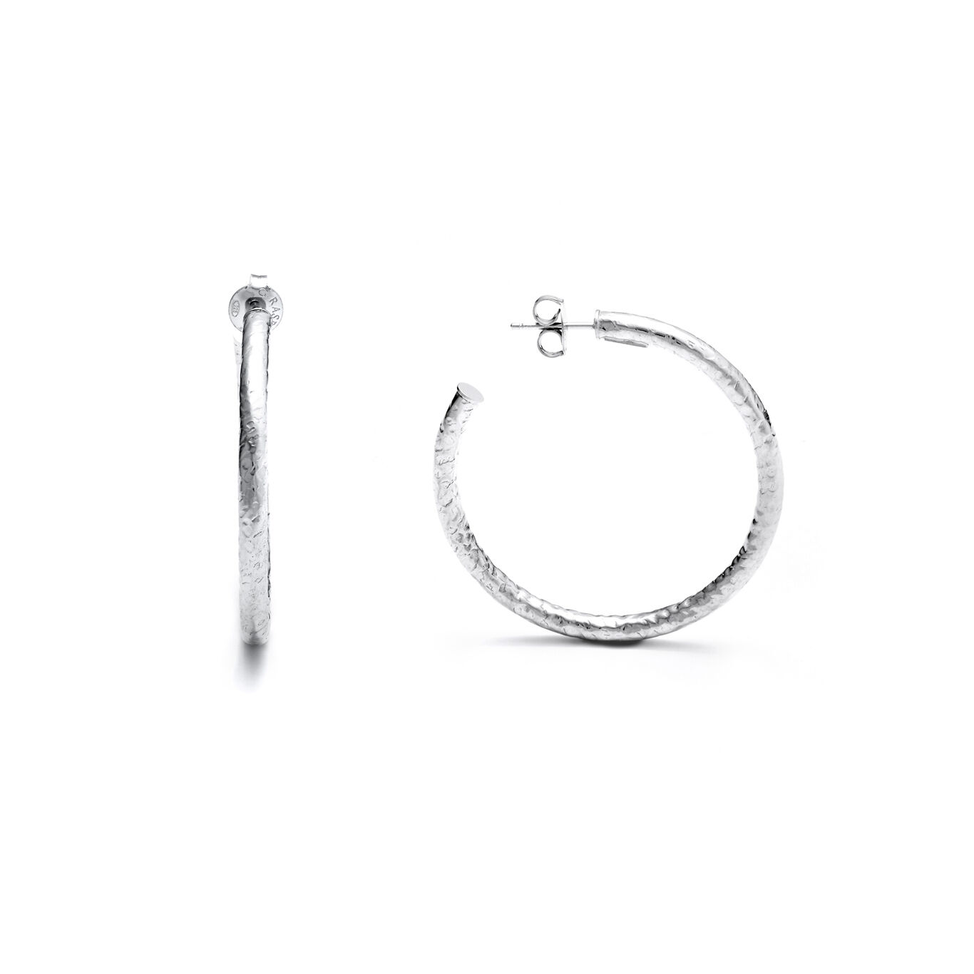 Rock Light Medium Earrings, Hoop Earrings in Sterling Silver_image number 3_Giovanni Raspini