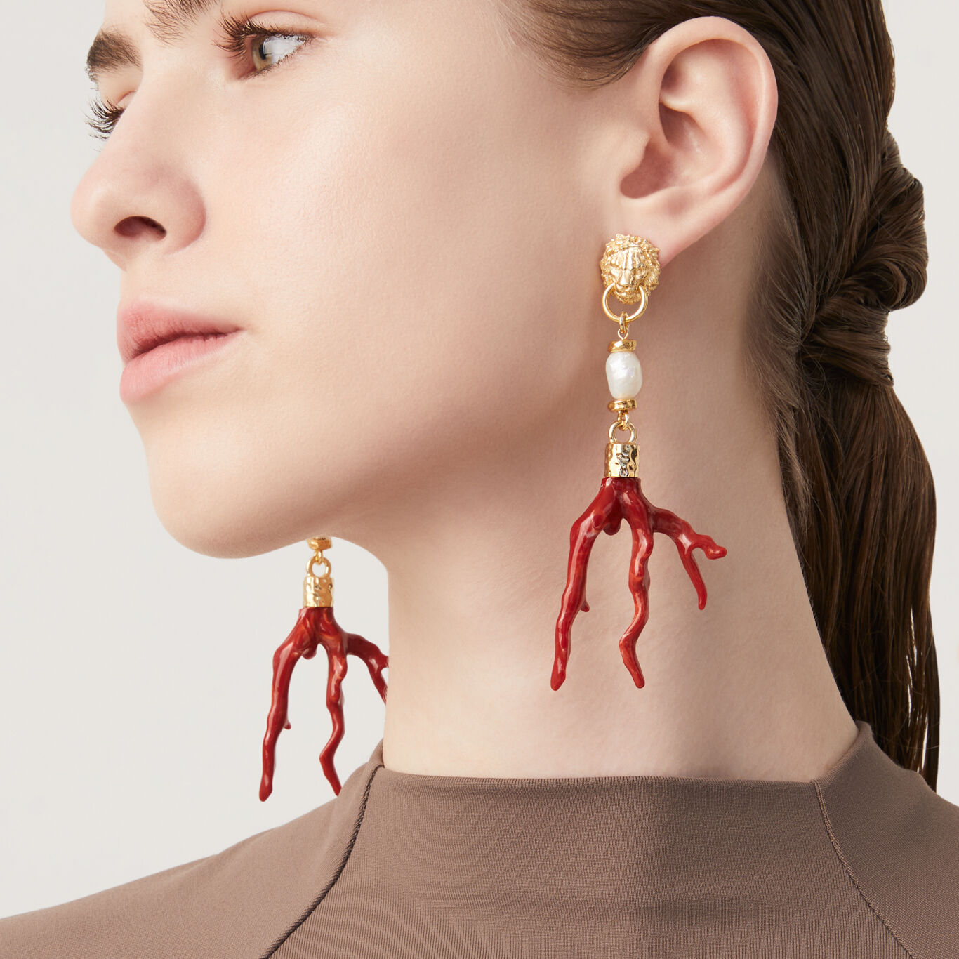 Lion And Coral Earrings