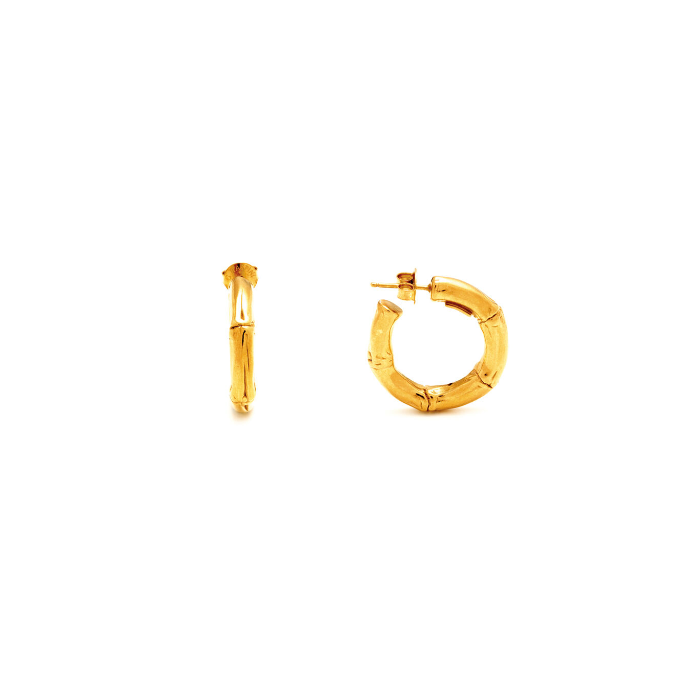 Bamboo Small Hoop Earrings, Hoop Earrings in 18k Gold Plated Sterling Silver_image number 3_Giovanni Raspini