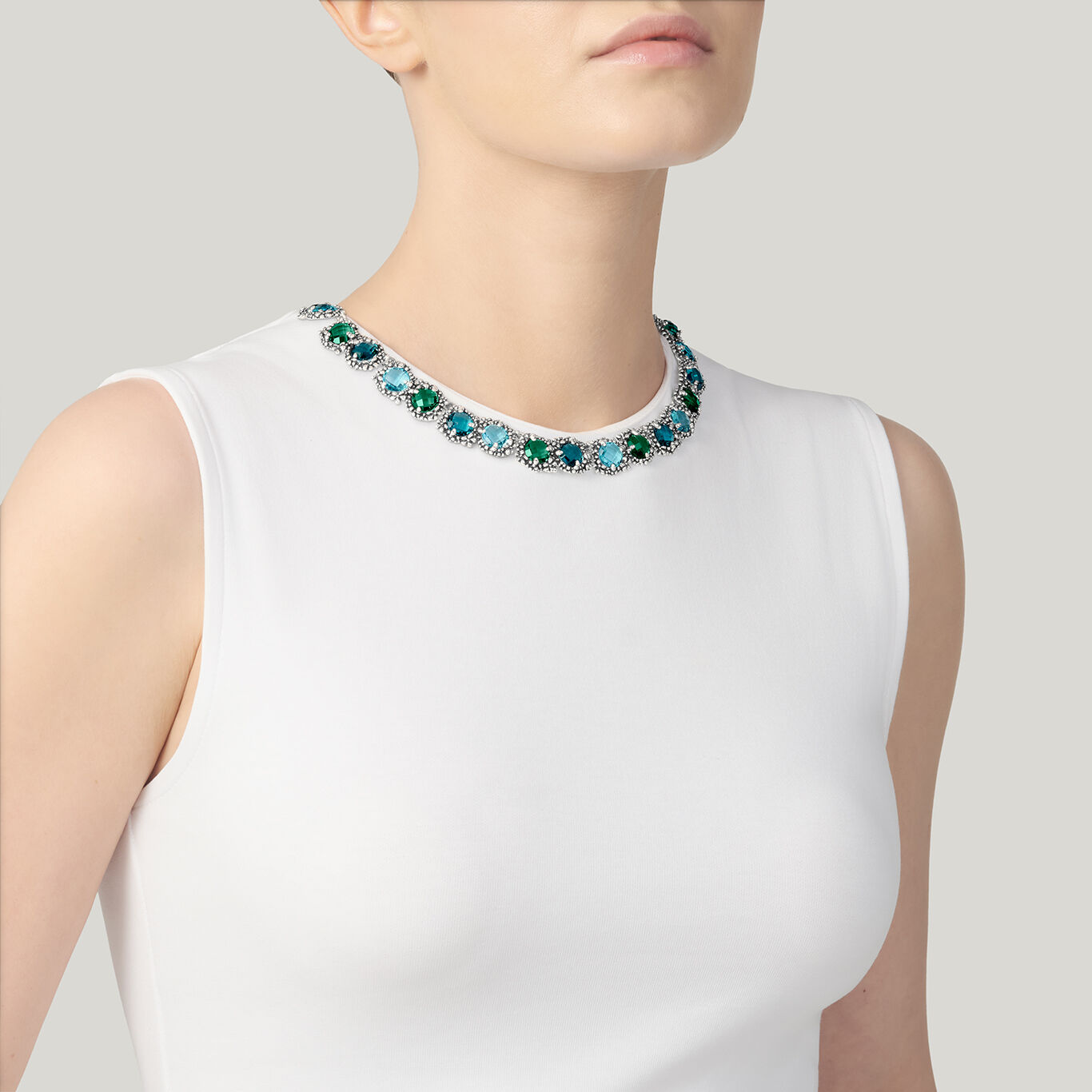 Blue Ivy Necklace, Necklace sterling silver with coloured crystals_image number 1_Giovanni Raspini