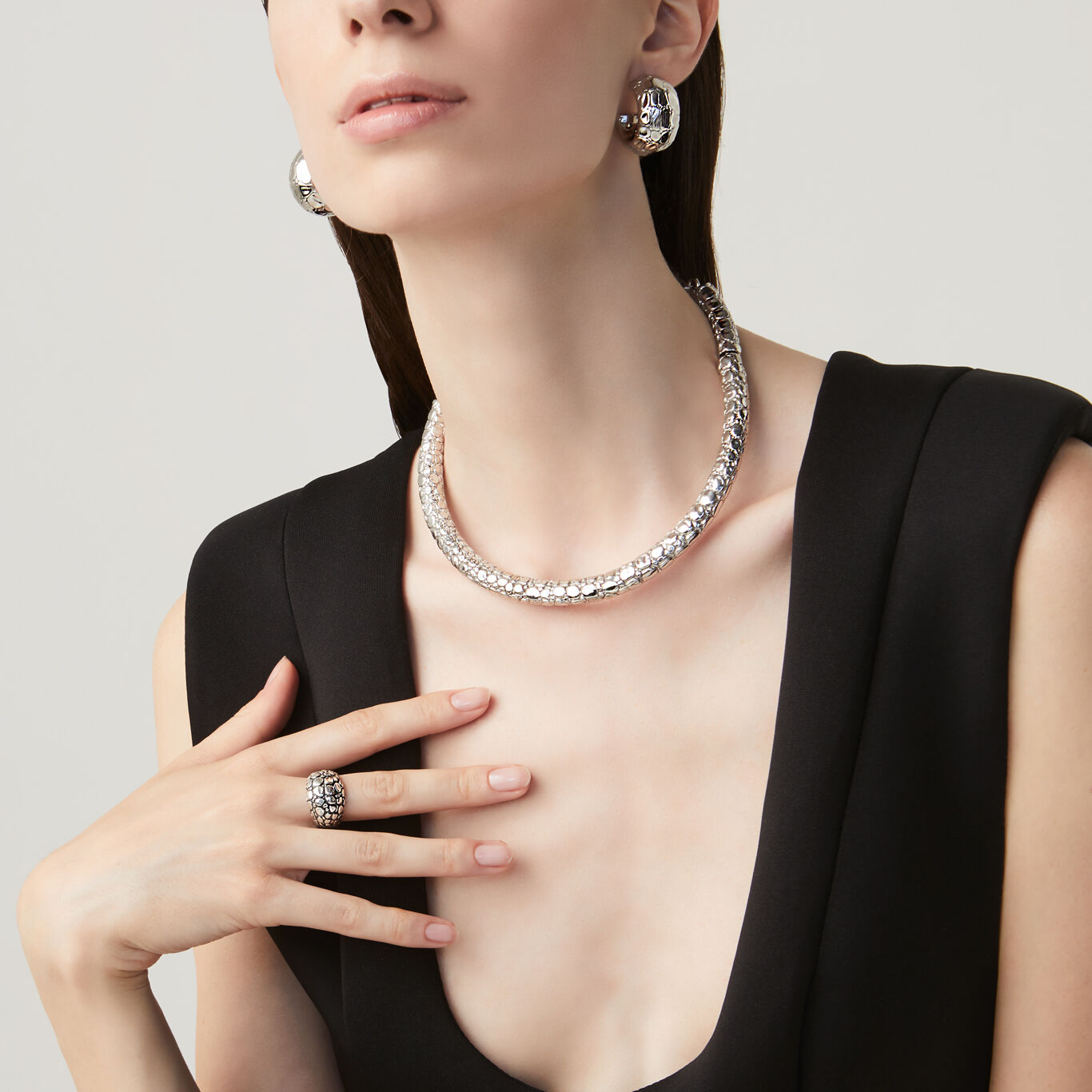 Croco Light Necklace, Necklace in Sterling Silver_image number 2_Giovanni Raspini