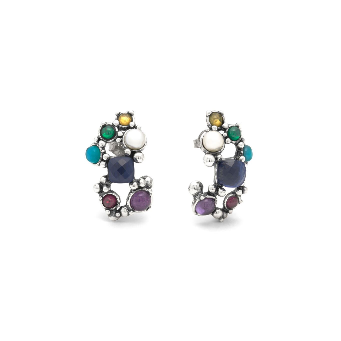 Cocktail Big Earrings, Earrings in Sterling Silver, natural stones, gemstones and pearls_image number 2_Giovanni Raspini