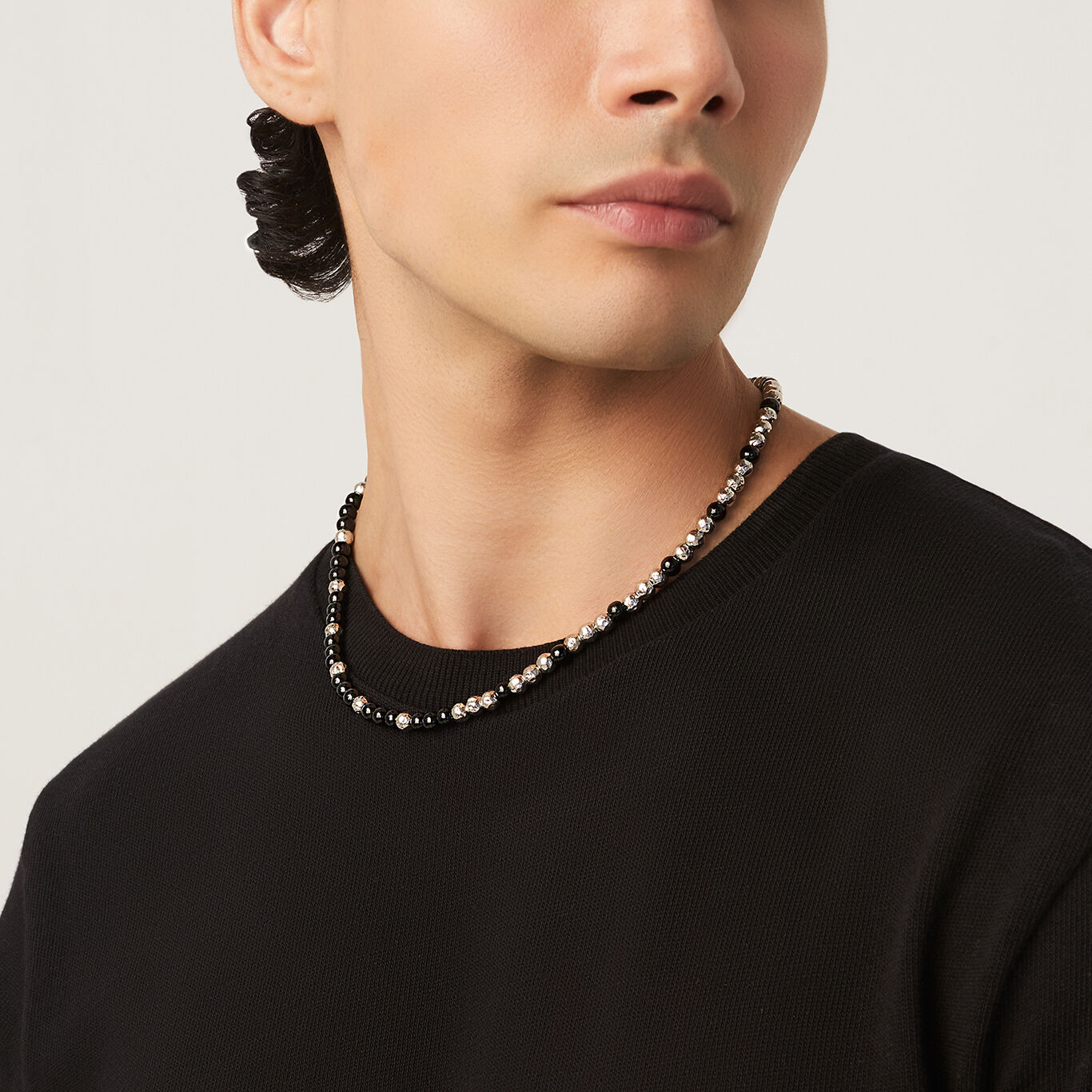 Onyx Spheres Necklace, Necklace in Sterling Silver and onyx_image number 1_Giovanni Raspini