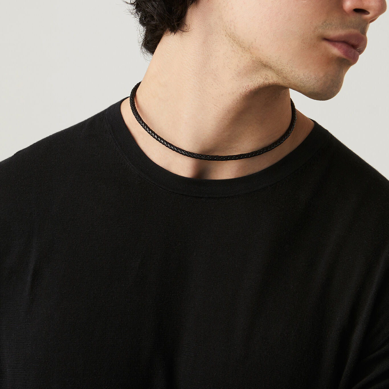 Pulsera/Collar Cuero Entrelazado, Pulsera/Collar de Plata 925 y cuero negro_image number 3_Giovanni Raspini