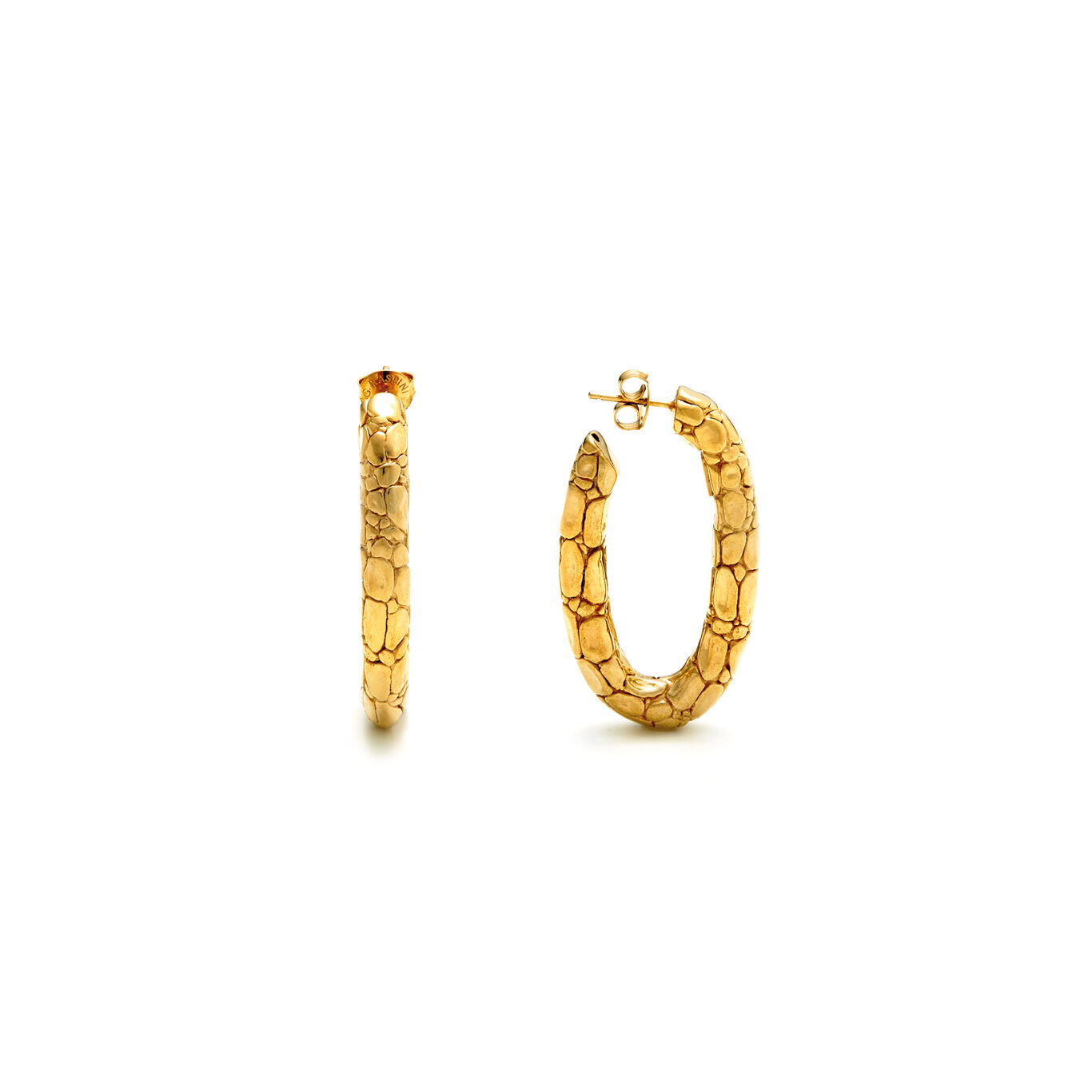 Croco Oval Big Earrings, Hoop Earrings in 18k Gold Plated Sterling Silver_image number 3_Giovanni Raspini