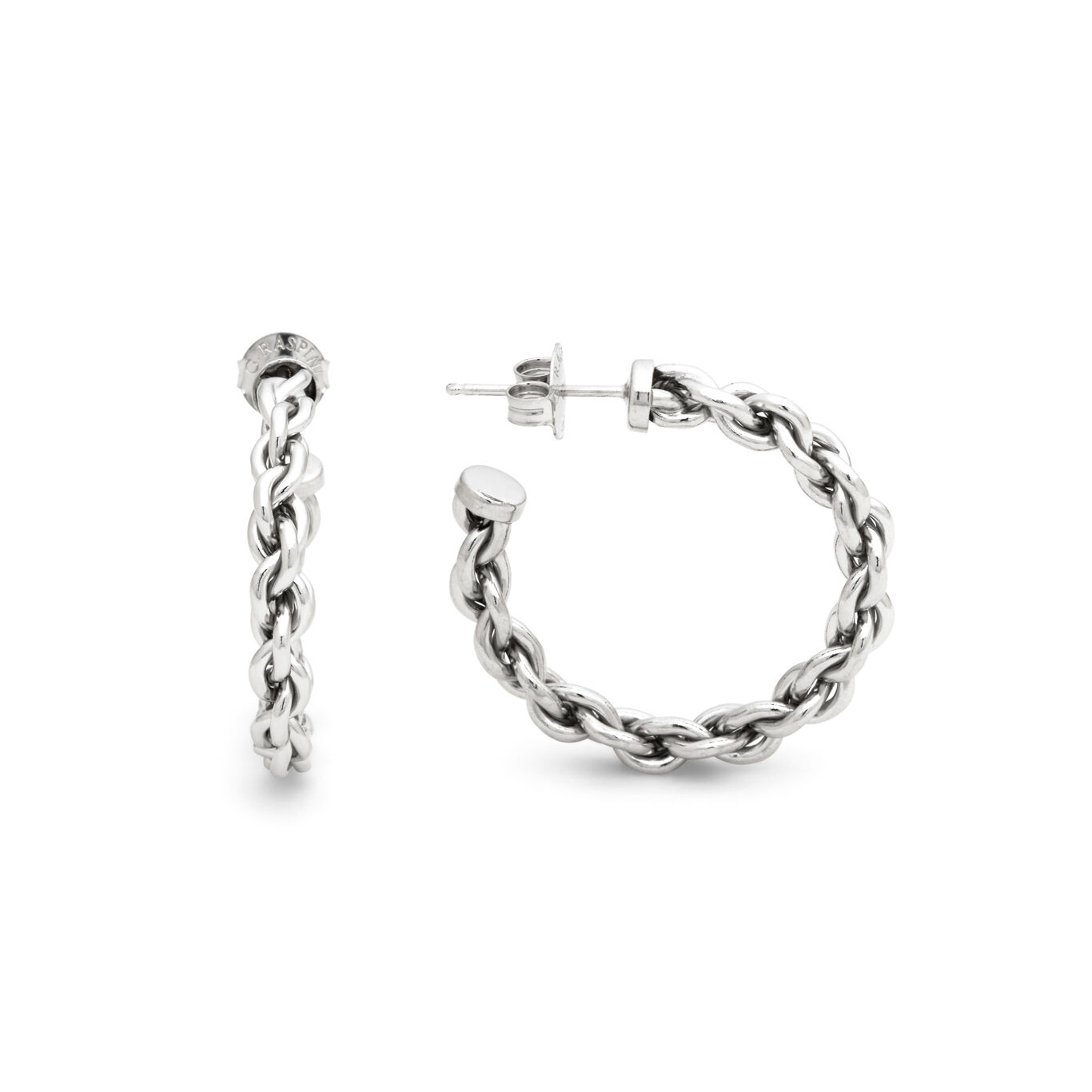 Chain Medium Hoop Earrings, Hoop earrings in Sterling Silver_image number 2_Giovanni Raspini