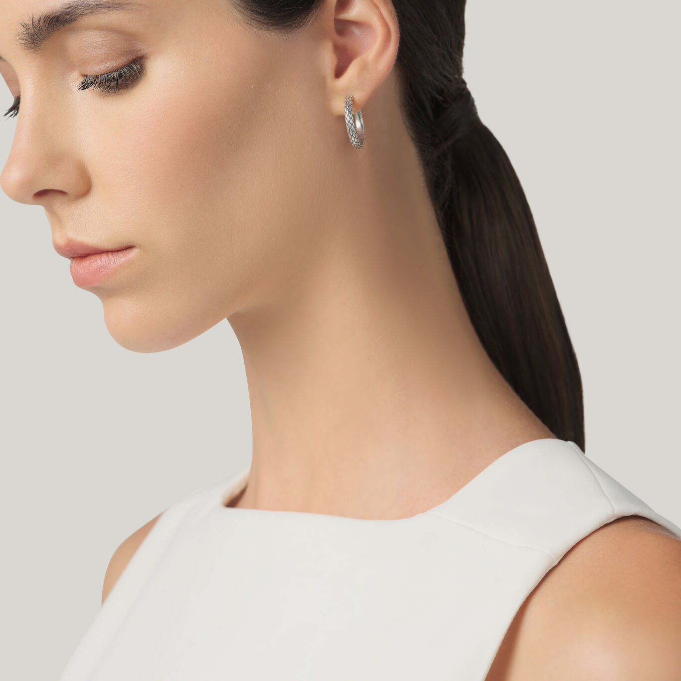 Texture Hoop Earrings, Earrings in Sterling Silver_image number 1_Giovanni Raspini