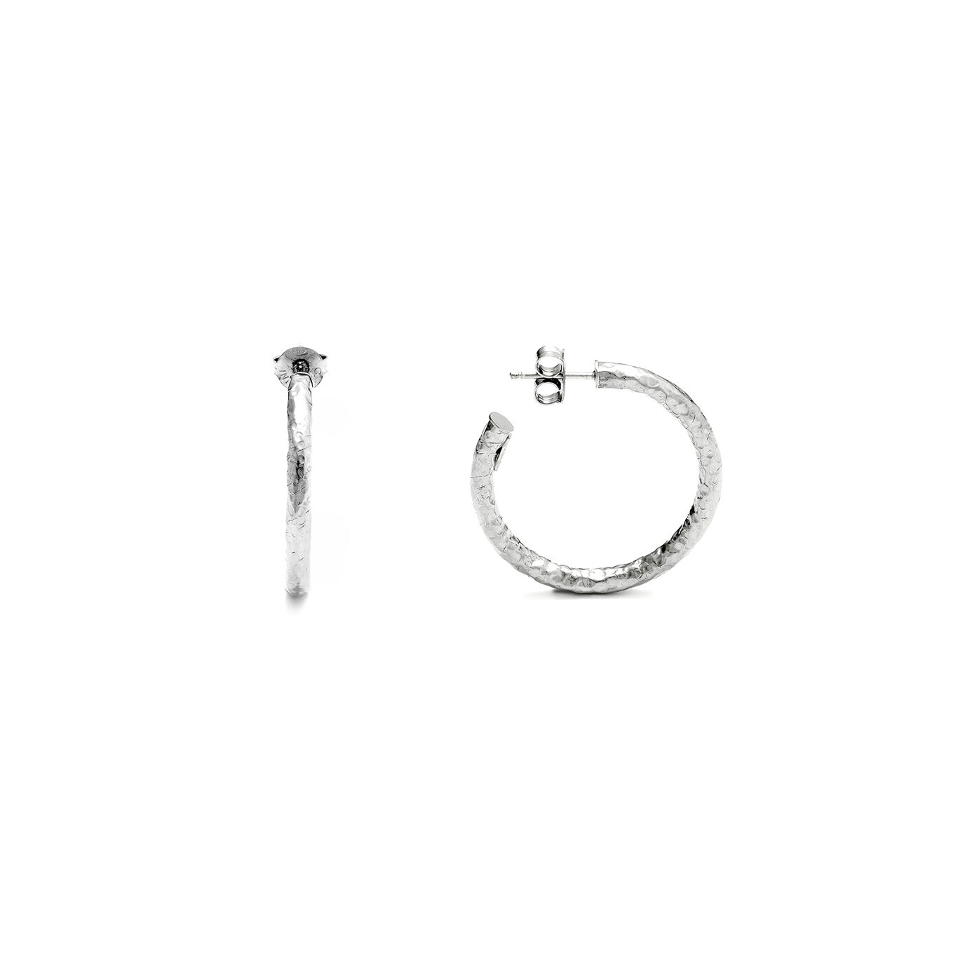 Boucles d'oreilles fines Rock, petit mod&egrave;le, Cr&eacute;oles en argent massif_image number 2_Giovanni Raspini