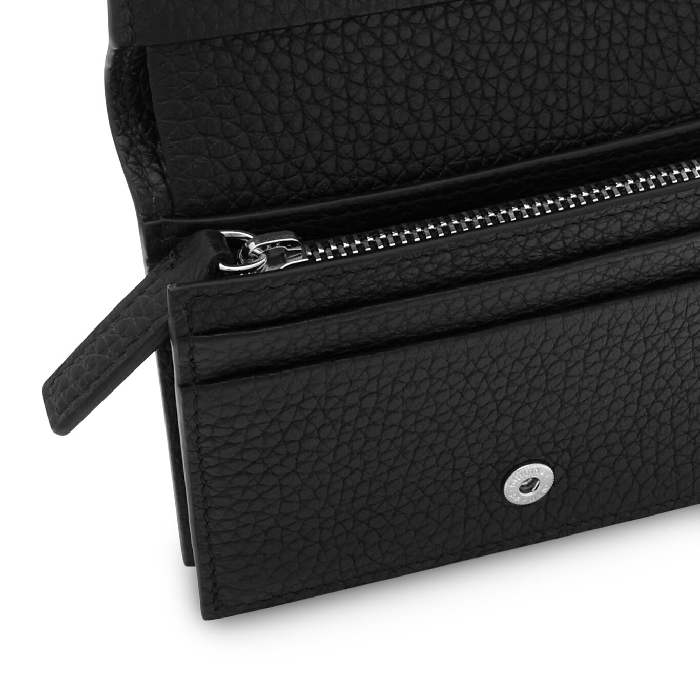 Embossed Leather Inside Pocket Wallet with zip closure, Leather wallet with iconic sterling silver decoration_image number 4_Giovanni Raspini