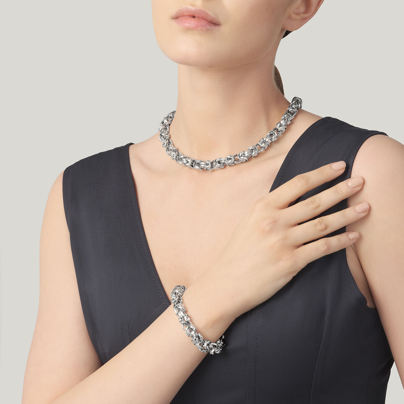 Collier Lumière Maille Byzantine, Collier en argent massif_image number 2_Giovanni Raspini