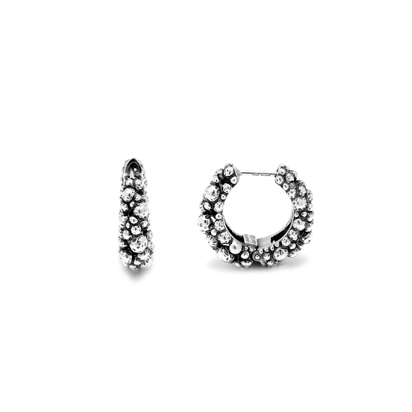 Boucles d'oreilles Ch&eacute;rie Perlage, Cr&eacute;oles en argent massif_image number 2_Giovanni Raspini