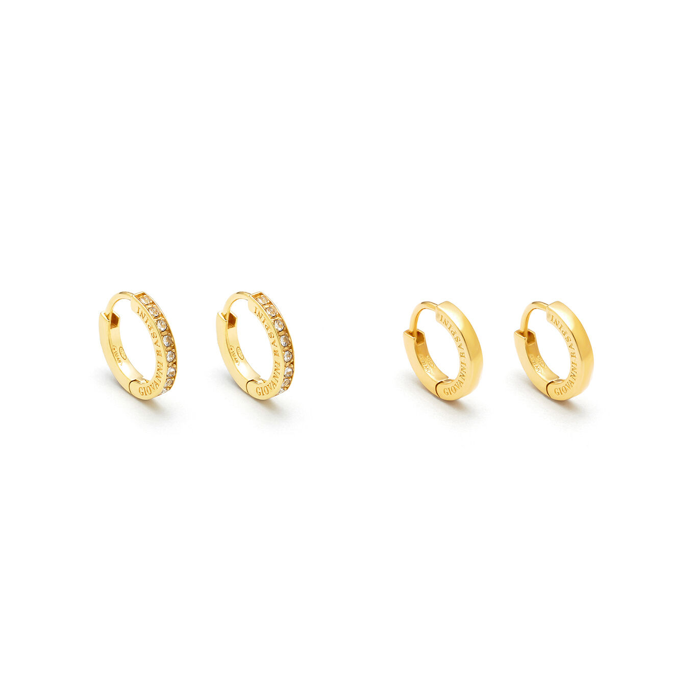 Gold-Plated Silver and Zircon Huggie Set