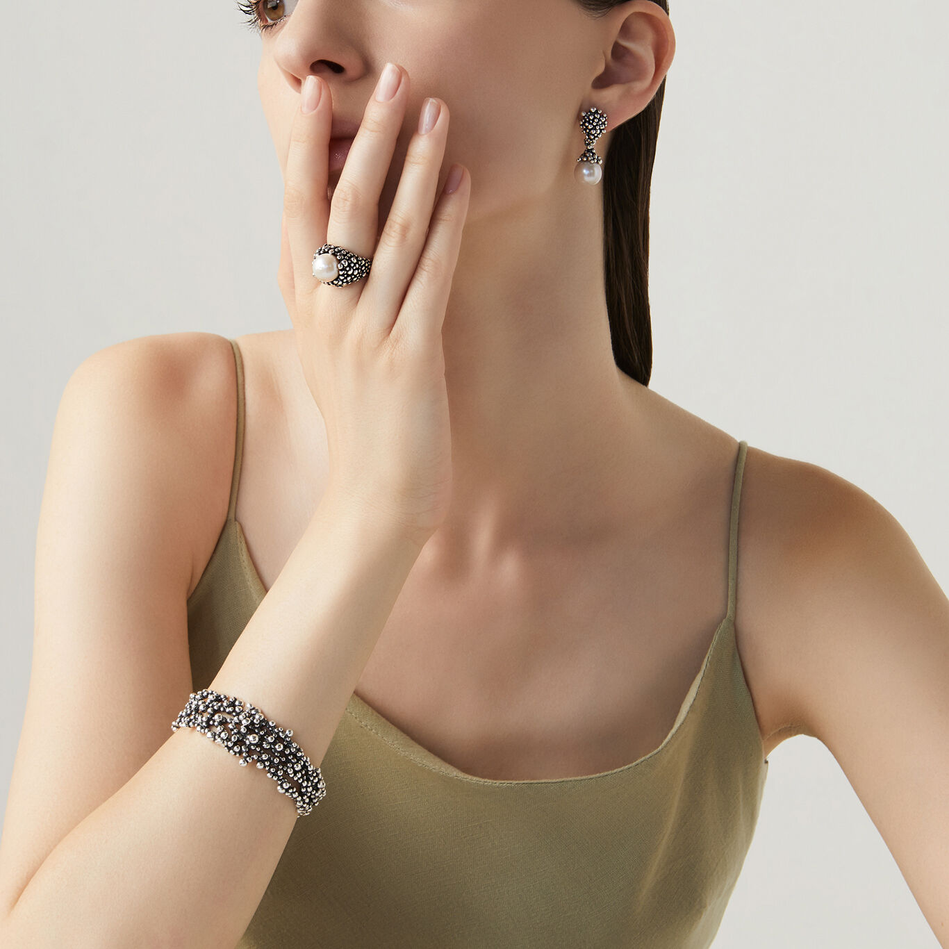 Кольцо Drops Perlage, Кольцо из серебра 925 пробы и натурального жемчуга._image number 2_Giovanni Raspini