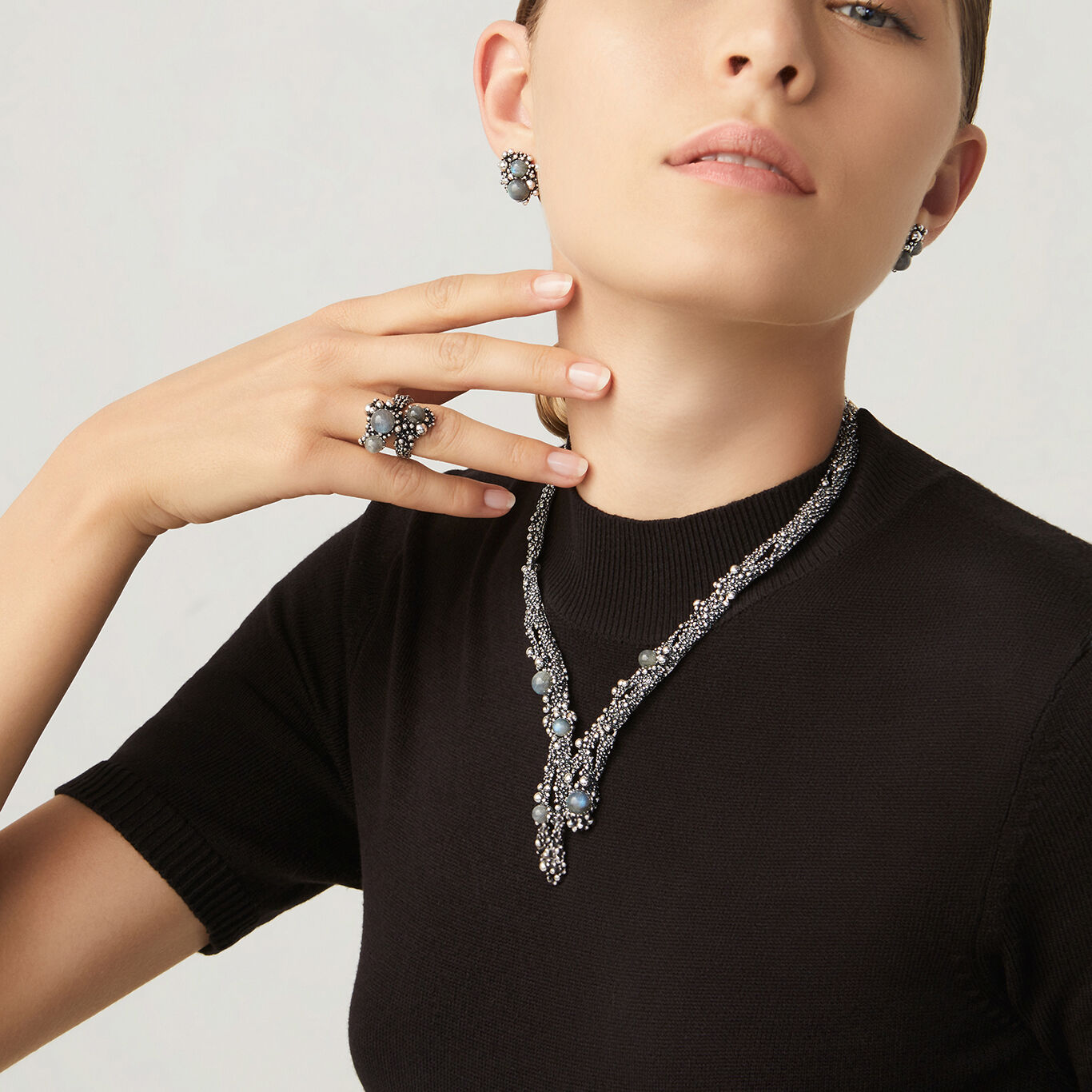 Milky Way Small Earrings, Earrings in Sterling Silver and labradorite_image number 2_Giovanni Raspini