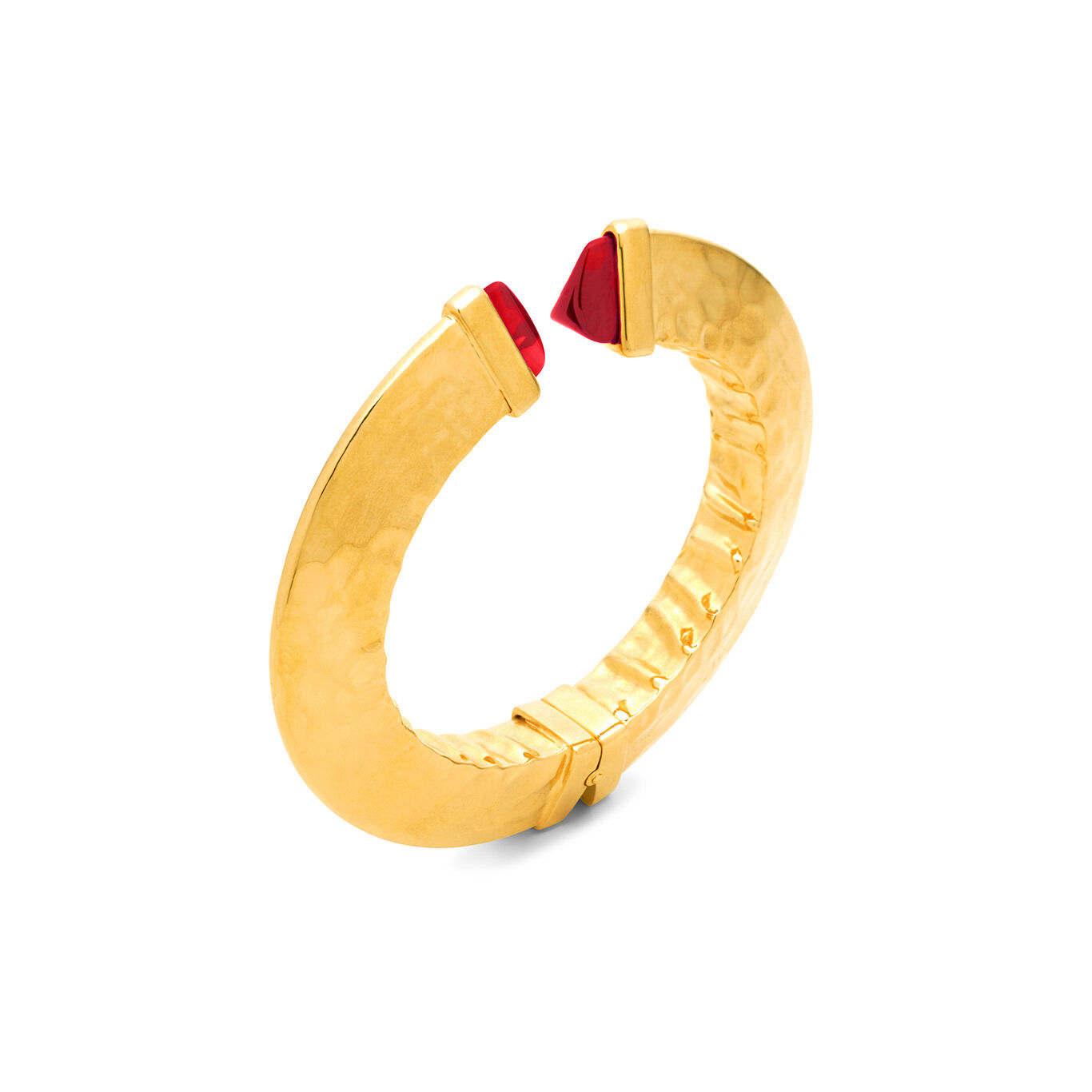 Red Blade Big Bangle, Bangle in 18k Gold Plated Sterling Silver with red crystals_image number 0_Giovanni Raspini