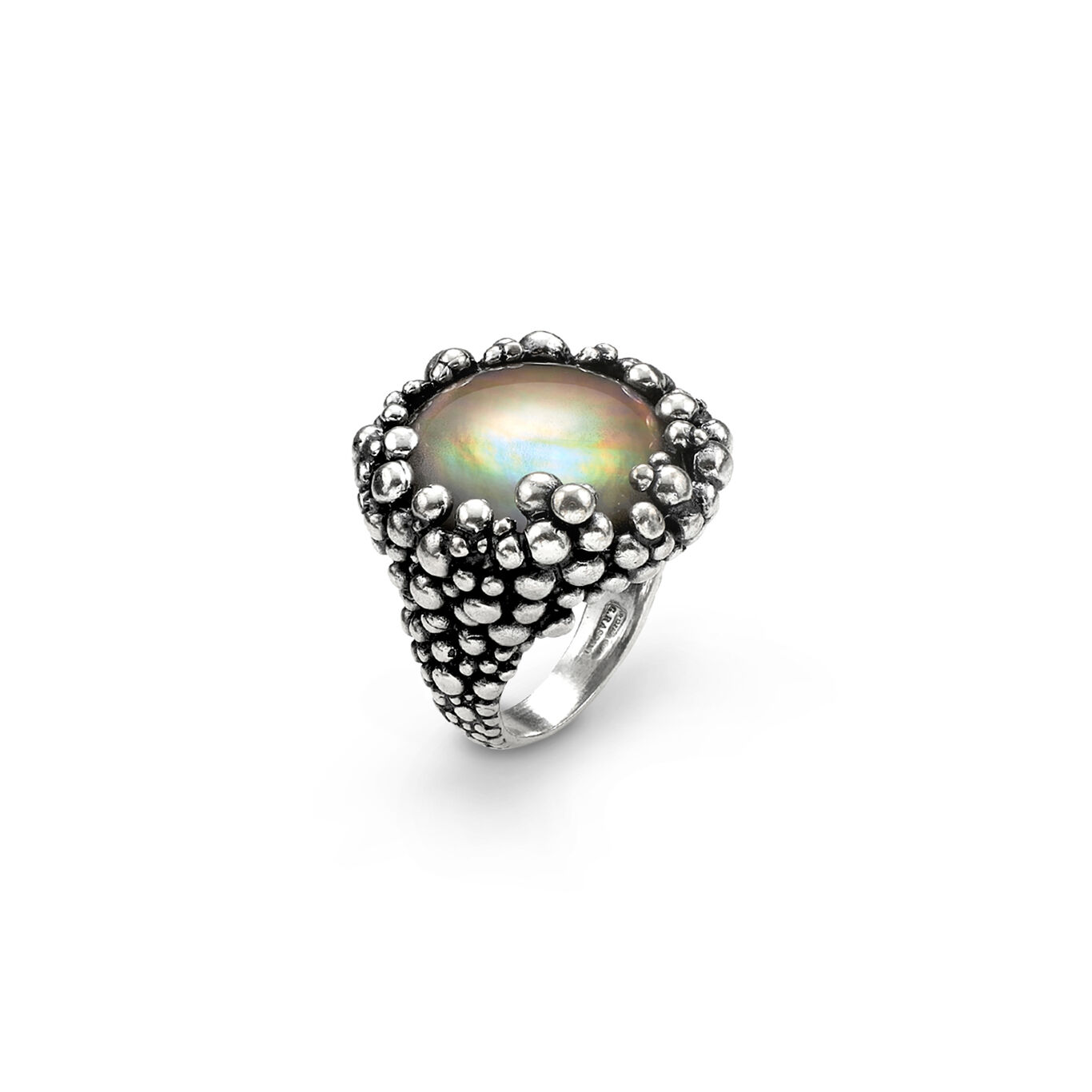 Maui Big Ring, Ring in Sterling Silver, mother of pearl and quartz_image number 0_Giovanni Raspini