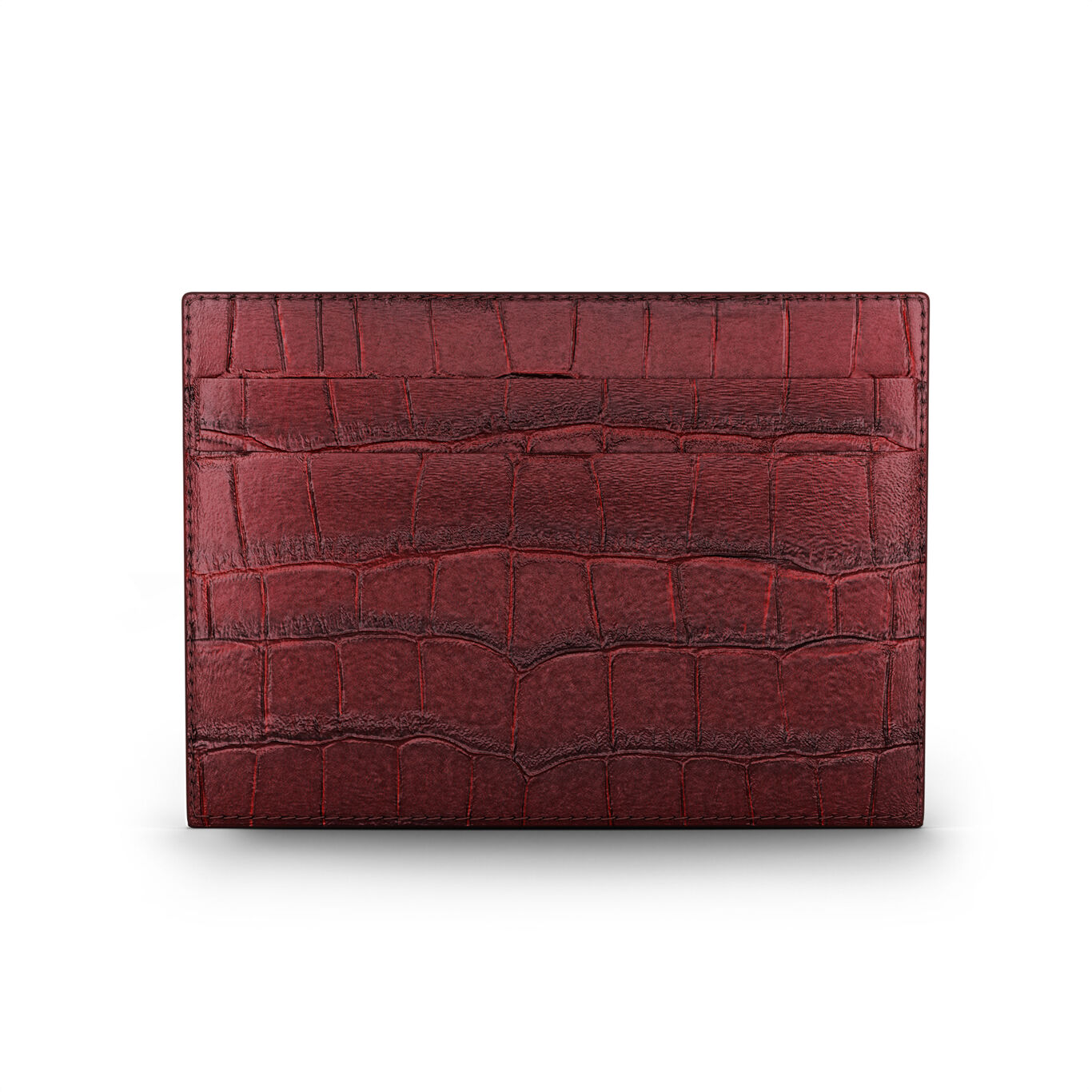 Burgundy Croco Leather Card Holder