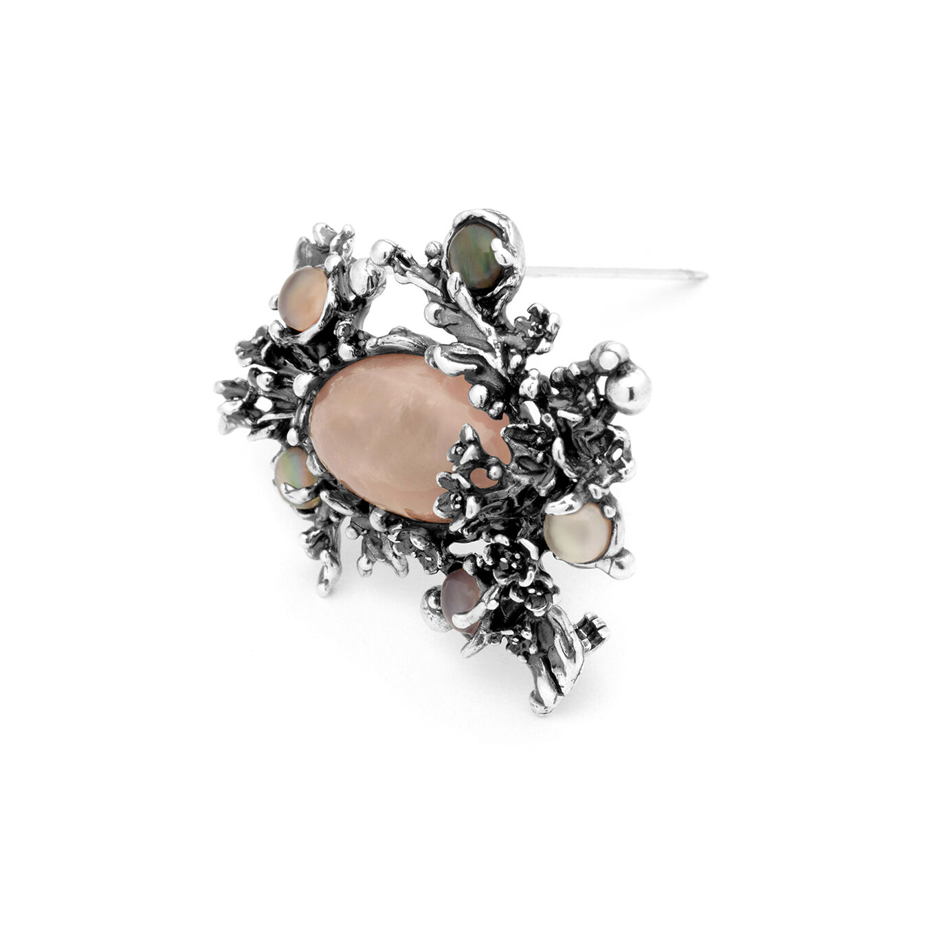 Brosche Cherry Blossom, Brosche aus Silber 925, Rosenquarz und Perlmutt_image number 2_Giovanni Raspini