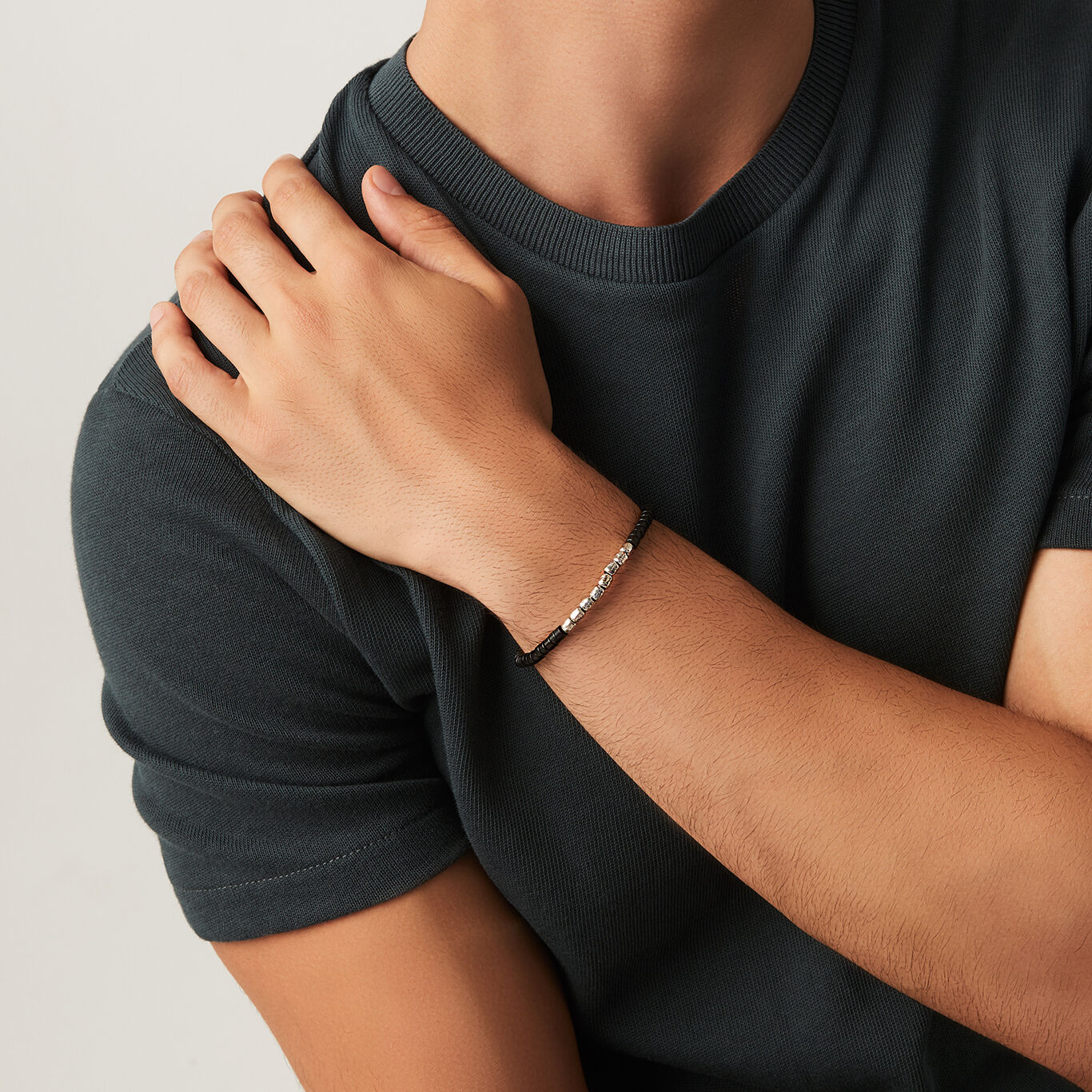 Armband K&ouml;rner Und Schwarzer Achat, Armreif aus Silber 925 und Schwarzer Achat_image number 1_Giovanni Raspini