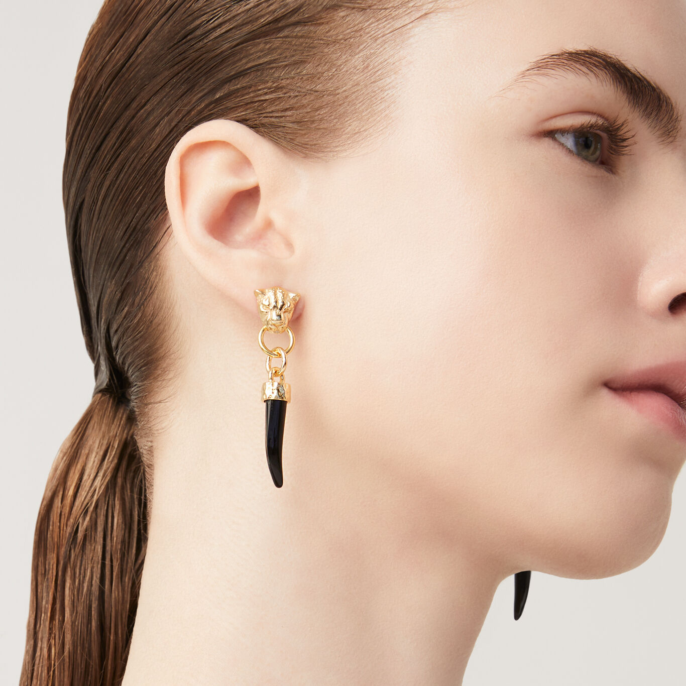 Boucles D&rsquo;Oreilles L&eacute;opard Et Croc Noir