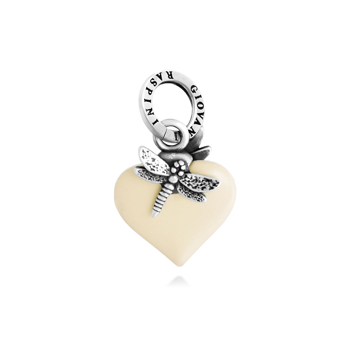 Dragonfly Ivory Heart Charm