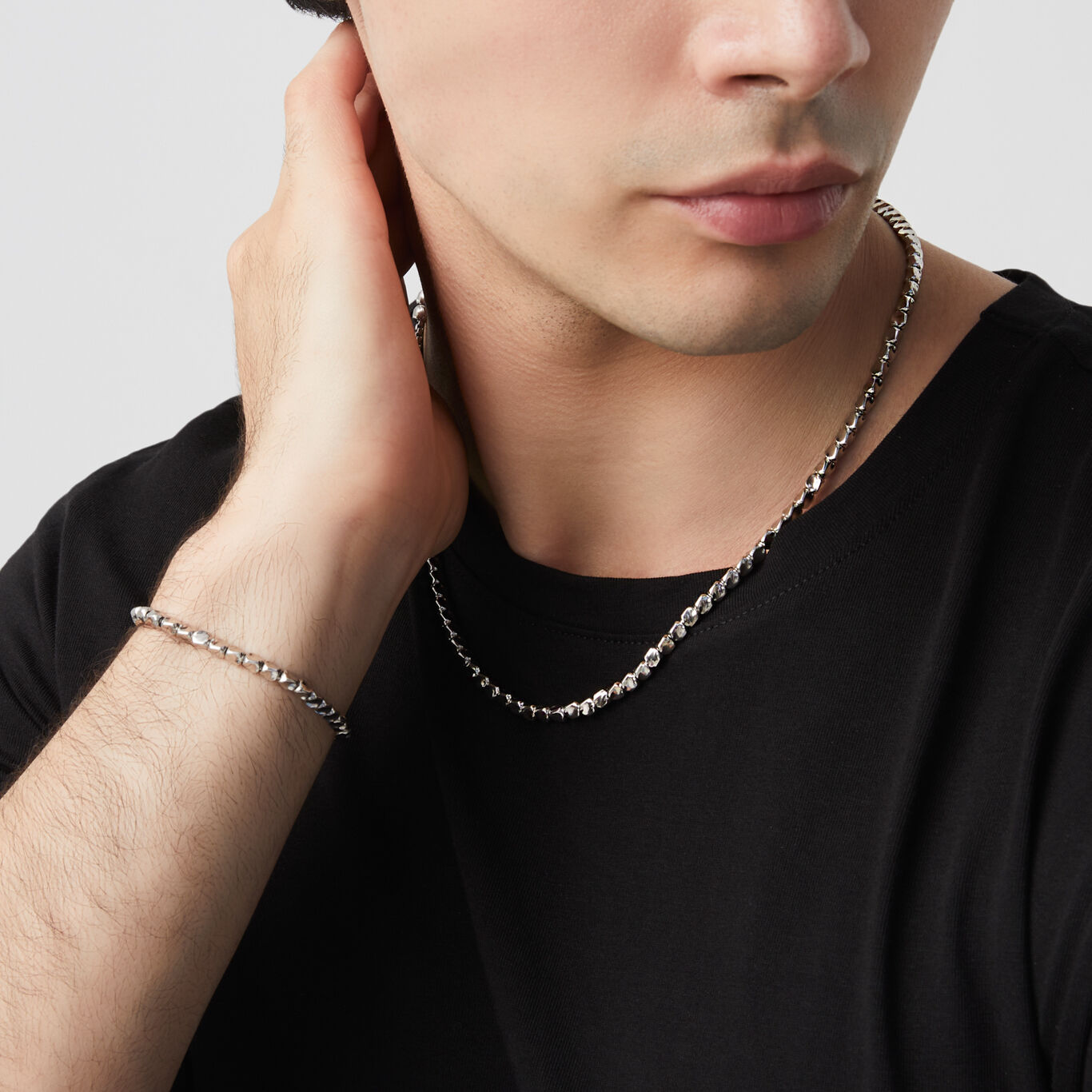 Nugget Necklace, Necklace in Sterling Silver_image number 2_Giovanni Raspini